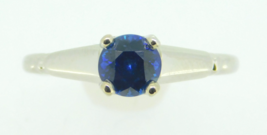 Platinum .63ct Blue Genuine Natural Sapphire Solitaire Ring Size 4.5 (#J4215) - £814.08 GBP