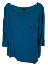 Hourglass Lilly Women&#39;s Soft Rayon Top 3/4 Sleeve Size M Blue - £6.32 GBP