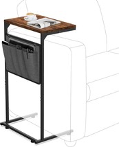 Vantic C Shaped End Table, Small Side Table For Couch And, Rustic Brown - $46.93