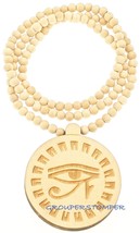 Eye Of Ra Egyptian Wood Pendant With 36 Inch Beaded Necklace Wadjet Luck Horus - £12.10 GBP+