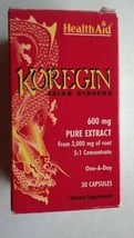 NEW Health Aid Koregin Asian Ginseng Antioxidant Supplement 600 Mg 30 Capsules - £23.37 GBP