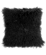 Mongolian Sheepskin Black Throw Pillow, with Polyfill Insert - £59.69 GBP