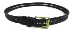 DOCKERS MENS Black Braided Quality Leather Belt Gold Buckle Size 36 / 90 - £13.52 GBP
