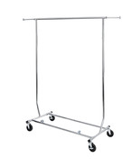 Adjustable Height Clothing Garment Rack Rolling With Wheels 17Lbs Indoor - £71.89 GBP