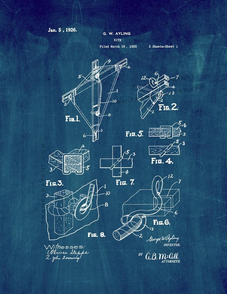 Kite Patent Print - Midnight Blue