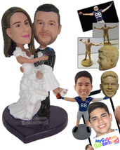 Personalized Bobblehead Handsome Groom Carrying Gorgeous Bride In His Arms - Wed - £125.46 GBP
