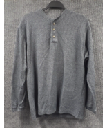 Farah Shirt Mens Medium Gray Pullover Sweater 3 Button Front Stretchy Knit - £16.55 GBP