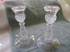 Pair Garanti Cristal d&#39;Arques lead crystal France candle holders 6 1/2&quot; tall - £15.73 GBP