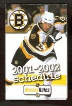 BOSTON BRUINS 2001-02 POCKET SCHEDULE BILL GUERIN PHOTO HOCKEY RULES - $0.99