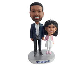 Custom Bobblehead Good looking daddy taking his little pricess to a kids party w - £121.50 GBP