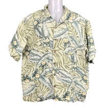 VTG Tommy Bahama Hawaiian Floral Button Up Casual Shirt L Silk Linen Ble... - $20.69