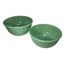 Vintage FIRE KING Jadeite Swirl 8&quot; &amp; 9” Mixing Bowls Oven Ware Nesting - £49.98 GBP