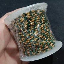 Dark Green Crystal Beads Ganthan Mala 2 Meter - £15.66 GBP