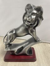 Herco Professional  Lion Roaring  Sculpture Silver Tone Wood Base MH JD - $19.79