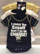 MILWAUKEE BREWERS Infant T-Shirts With Snap Bottoms - Pack Of 3 0/3 MONTH - £15.36 GBP