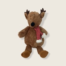 Gund Brown Reindeer Plush with Red Striped Scarf Small Eyes 15&quot; H 4061608 - £14.93 GBP