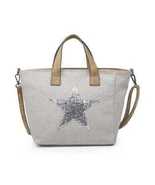 Pale Grey Canvas Handbag with Silver Star - $42.85