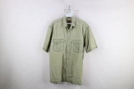 Vintage 90s Streetwear Mens Medium Faded Stonewash Safari Bush Button Shirt - $39.55