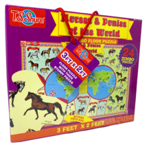 Horses &amp; Ponies Of The World Large 24 Piece Jumbo Floor Puzzle 3&#39;x2&#39; Age... - $17.81