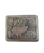Vintage Elk Belt Buckle Wildlife Mountain Scene Missing Bar Rustic Western - $12.60