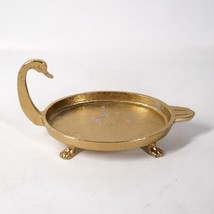 Golden Goose Bird Soap Dish 8&quot; Gold Swan Animal Metal Tray Plate Holder - £13.98 GBP