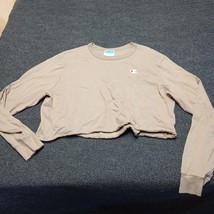 Vintage Champion Cropped Sweater Women XL Relaxed Baggy Cozy Fleece Pull... - $17.05