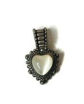 Silver Tone Heart Shaped Moonstone Pendant Necklace Jewelry - £7.40 GBP
