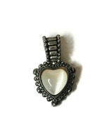 Silver Tone Heart Shaped Moonstone Pendant Necklace Jewelry - £7.44 GBP