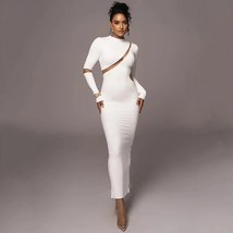 Mesh Patchwork Sheer Split Slim Long Dress - £41.96 GBP
