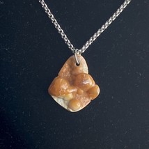 Tumbled Tampa Bay Coral Botryoidal Agate Pendant Silver Tone Necklace 19”-22” - £19.88 GBP