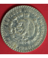 1960 Mexico Un 1 Peso .10 Silver Coin Morelos Estados Unidos Mexicanos G... - $13.64 CAD
