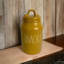 RAE DUNN 8in Ceramic Snacks Skinny Canister in Mustard Gift Replacement NEW - $27.89