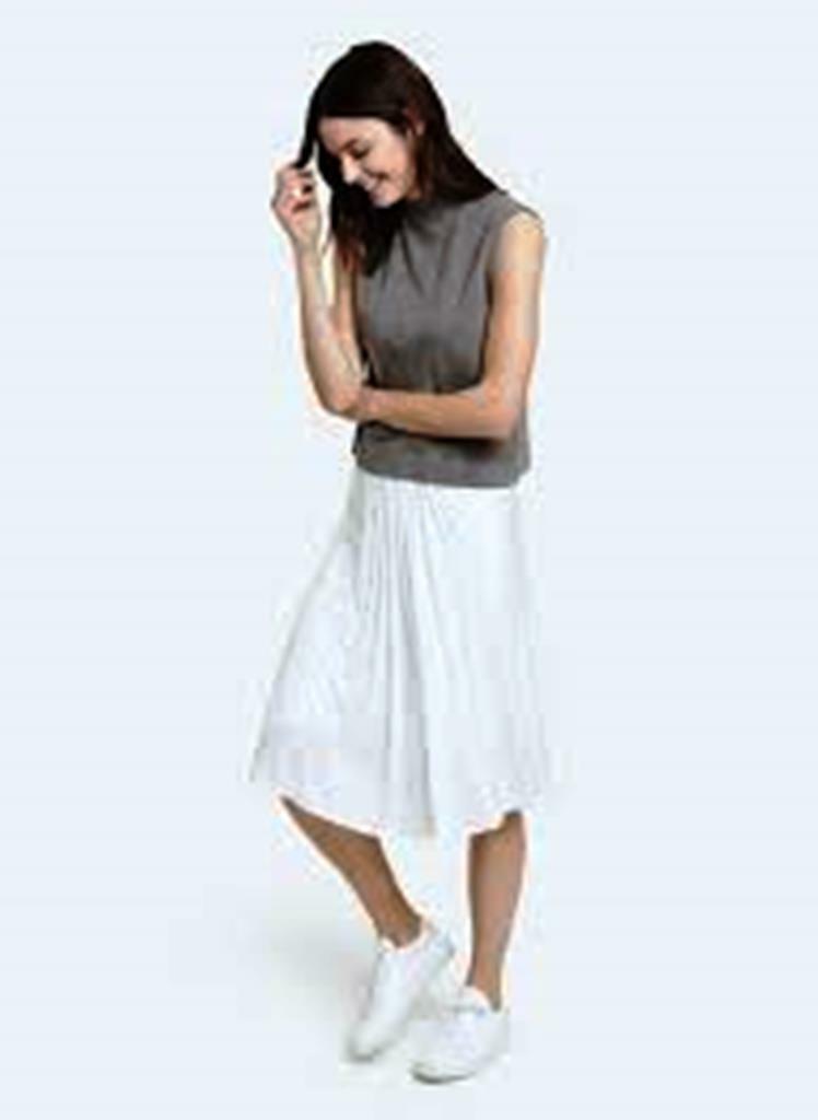 $148 KIT and ACE Ruffled Feathers MIDI SKIRT Tailored Std Fit WHITE ( 4 ) - $80.58