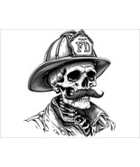 Firefighter Decal Sticker Skeleton Skull Black/White AI Generated Decal - $3.95+