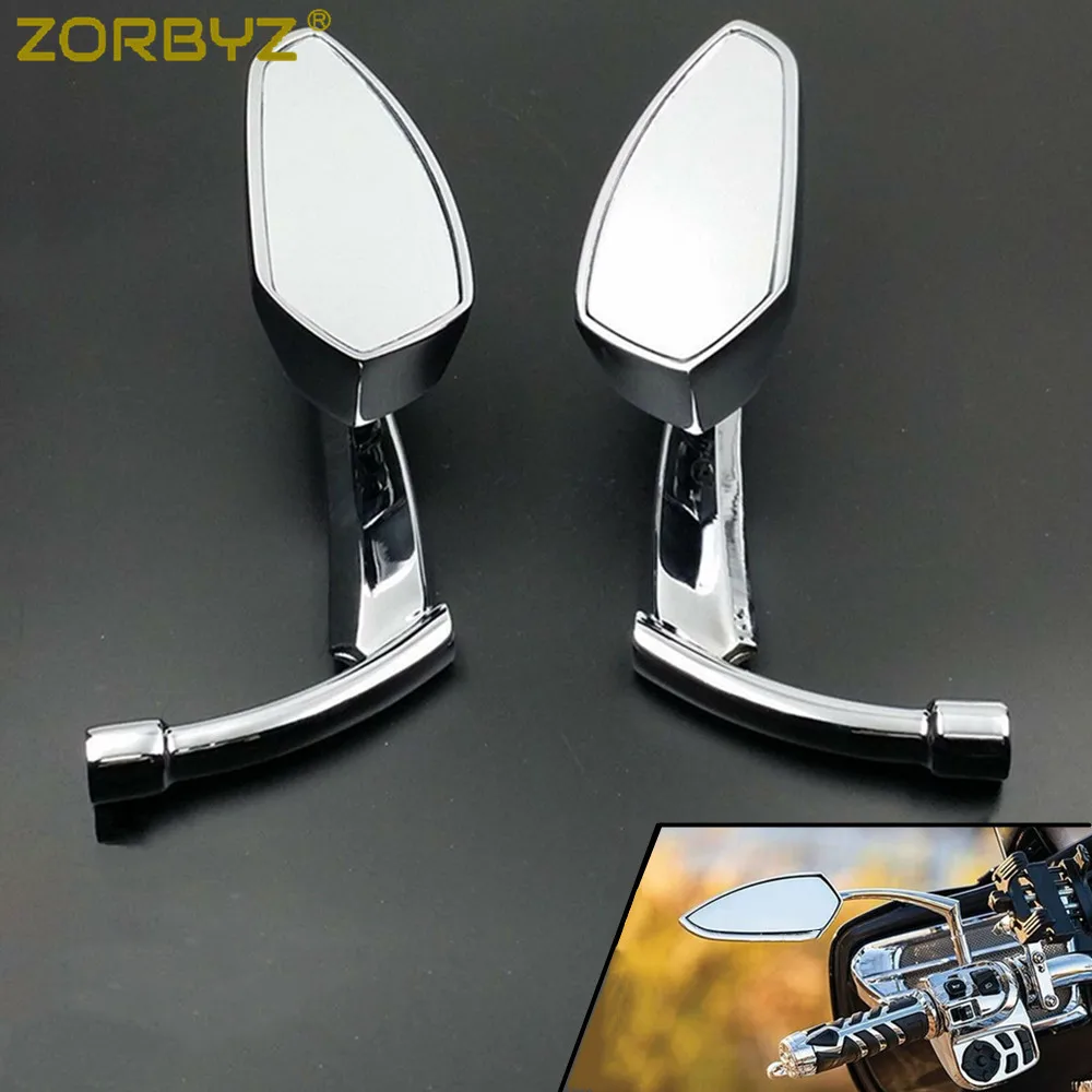 ZORBYZ New Motorcycle Chrome Sickle Rearview Side Mirror For Harley Kawasaki - £44.40 GBP