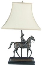 Table Lamp Jockey Mount Horse Equestrian Hand Painted OK Casting Made in USA - £454.83 GBP