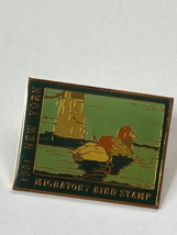 Pin Works 1991 New York Migratory Bird Canvas Back Enamel Stamp Goldtone Hat Lap - £8.96 GBP