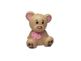 Fisher Price Little People Brown Stuffed Teddy Bear Toy W Pink Bow 2014 - $8.86