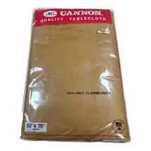 Vintage Cannon Vinyl Flannel Back Tablecloth Oblong 52” X 70” Gold  Than... - $37.39