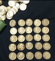 Roosevelt Dime Lot Of 25 Random Date US 90% Silver Circulated Coin - $58.40