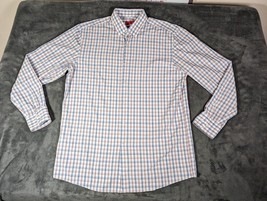 HUGO Boss Sharp Fit Button Up Long Sleeve Shirt White Plaid Size 17 34/35 - $21.22