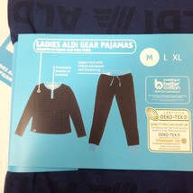 NEW Aldi Gear Ladies Pajamas M MEDIUM 2023 Fall Edition navy logo long sleeve - £19.92 GBP