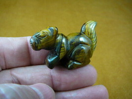 (Y-SQU-560) little brown SQUIRREL stone gemstone carving figurine love s... - $14.01