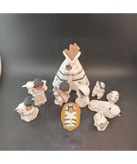 Native American Nativity Scene 10 Figurines, Hand Painted Bisque, OBO - £23.73 GBP
