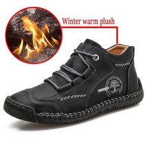 Classic Winter Men&#39;s Boots Warm  Leather Men&#39;s Snow Boots Plush Waterproof Handm - £39.78 GBP