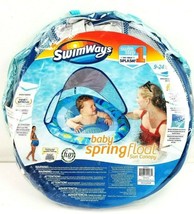 Swimways Swim Step 1 Infant Spring Float with Sun Canopy Dark Blue with Fish - £19.57 GBP