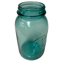 Ball Perfect Mason Canning Quart Jar Teal Blue Ball Is Underlined No 3 On Bottom - $10.36