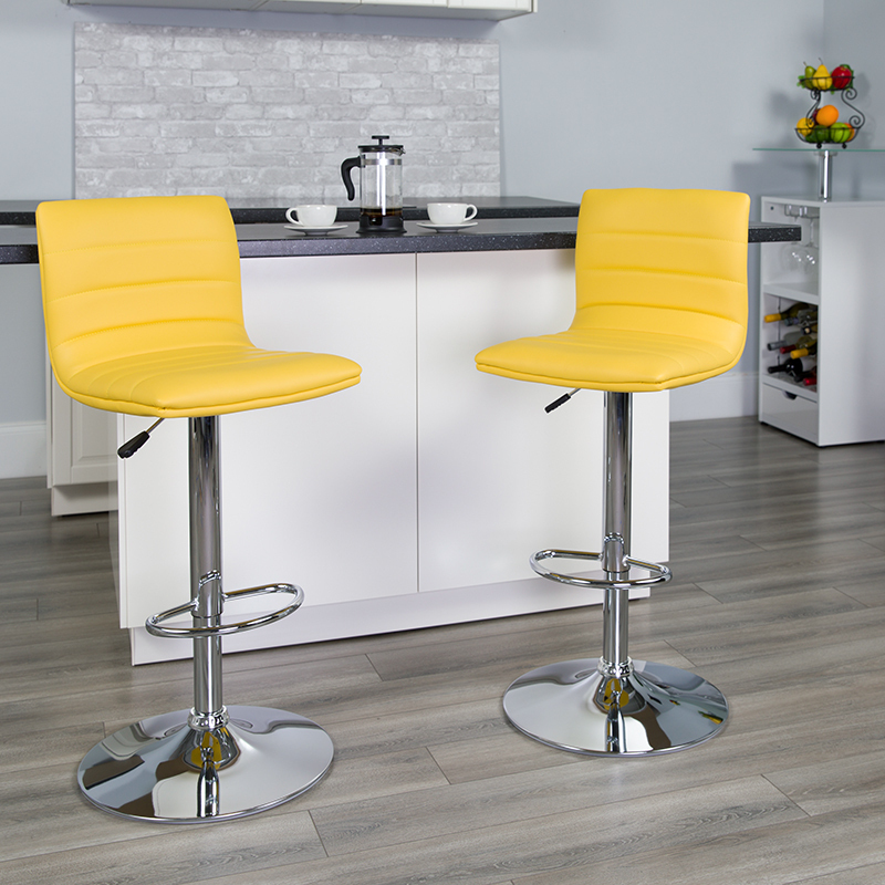 Yellow Vinyl Barstool CH-92023-1-YEL-GG