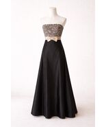 Vtg Jessica McClintock Gunne Sax Strapless Black Satin Lace Gown Prom Dr... - $118.75