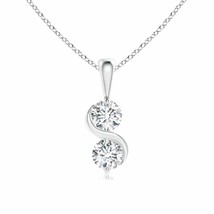 ANGARA 2 Stone Diamond Swirl Pendant Necklace in Silver for Girl (0.5 Ctw) - £681.39 GBP+